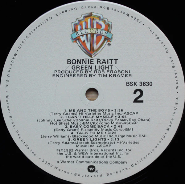 Bonnie Raitt - Green Light (LP, Album, Win) (Very Good Plus (VG+)) - Image 4