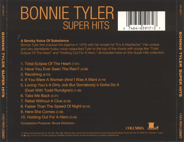 Bonnie Tyler - Super Hits (CD, Comp) (Mint (M)) - Image 2