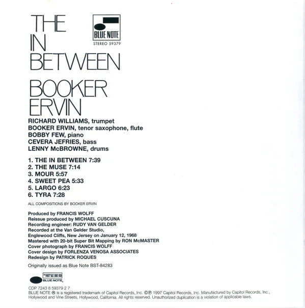 Booker Ervin - The In Between (CD, Album, Ltd, RE, RM) (Near Mint (NM or M-)) - Image 3