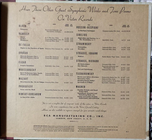 Boston Symphony Orchestra Conducted By Serge Koussevitzky - Bolero (2xShellac, 12", Album, RE, Ind) (Very Good (VG)) - Image 2
