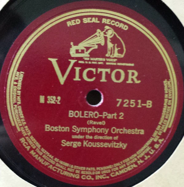 Boston Symphony Orchestra Conducted By Serge Koussevitzky - Bolero (2xShellac, 12", Album, RE, Ind) (Very Good (VG)) - Image 4