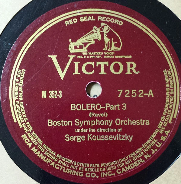 Boston Symphony Orchestra Conducted By Serge Koussevitzky - Bolero (2xShellac, 12", Album, RE, Ind) (Very Good (VG)) - Image 5