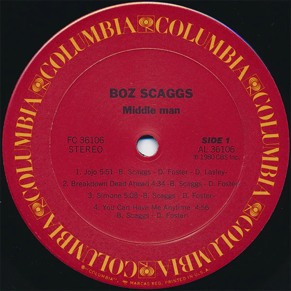 Boz Scaggs - Middle Man (LP, Album, Pit) (Near Mint (NM or M-)) - Image 3