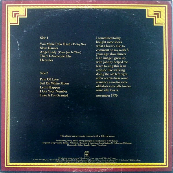 Boz Scaggs - Slow Dancer (LP, Album, RP, Ter) (Very Good Plus (VG+)) - Image 2