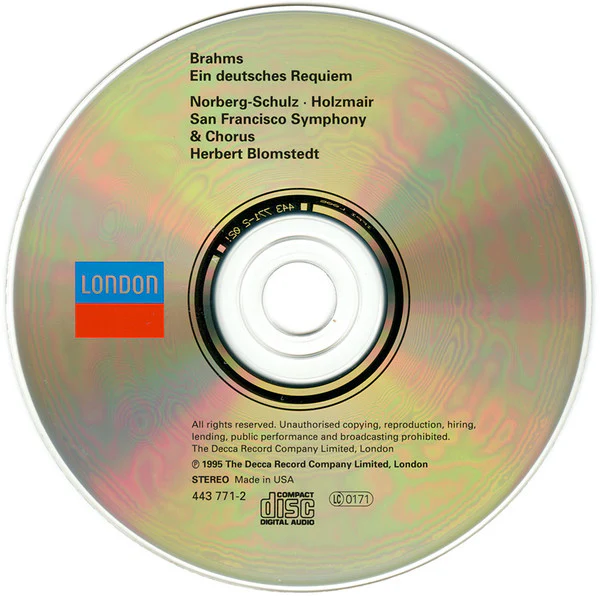 Brahms* - Elizabeth Norberg-Schulz* · Wolfgang Holzmair, San Francisco Symphony & Chorus*, Herbert Blomstedt - Ein Deutsches Requiem (CD, Album) (Very Good (VG)) - Image 3