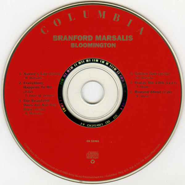 Branford Marsalis Trio, Branford Marsalis - Bloomington (CD, Album) (Very Good Plus (VG+)) - Image 3