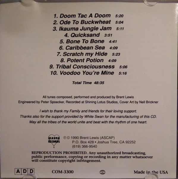 Brent Lewis - Earth Tribe Rhythms (CD, Album) (Near Mint (NM or M-)) - Image 4