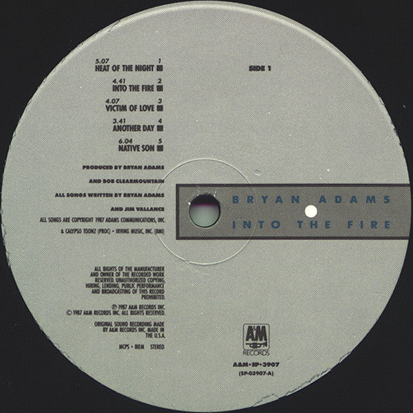 Bryan Adams - Into The Fire (LP, Album, EMW) (Near Mint (NM or M-)) - Image 3