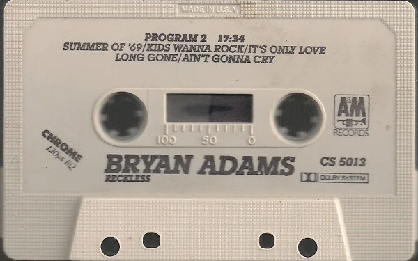 Bryan Adams - Reckless (Cass, Album, Whi) (Near Mint (NM or M-)) - Image 3