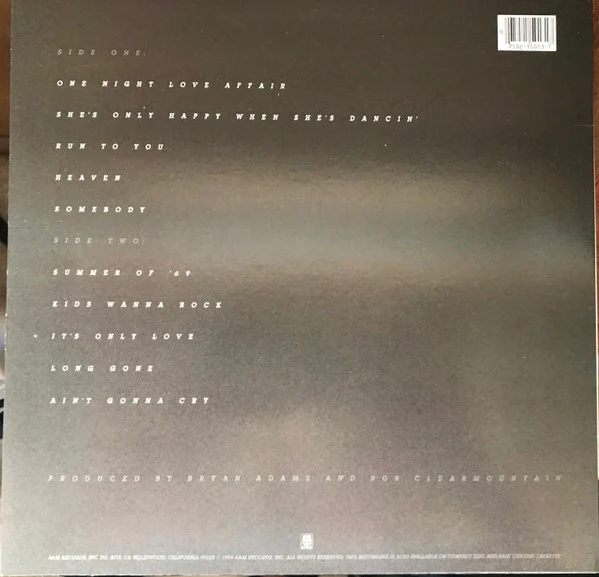 Bryan Adams - Reckless (LP, Album, R -) (Near Mint (NM or M-)) - Image 2