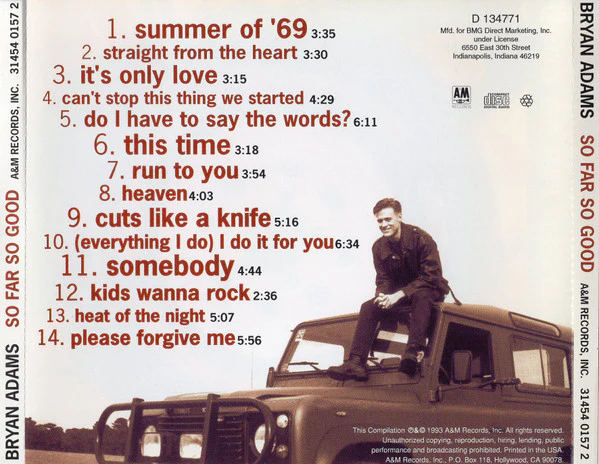 Bryan Adams - So Far So Good (CD, Comp, Club) (Near Mint (NM or M-)) - Image 2