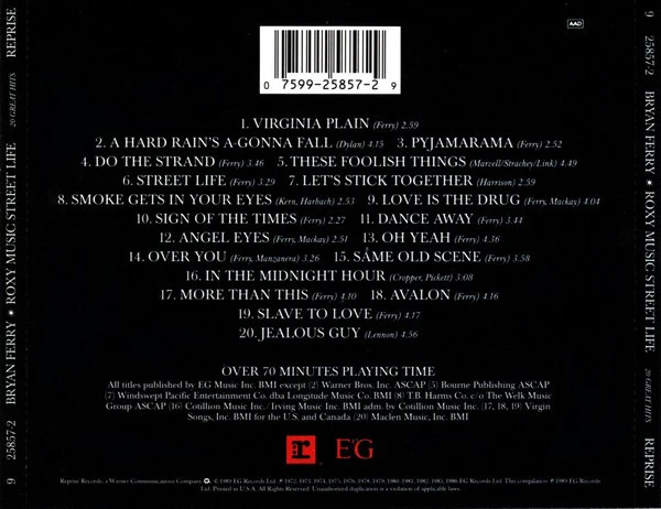 Bryan Ferry / Roxy Music - Street Life - 20 Great Hits (CD, Comp, RE, RM) (Near Mint (NM or M-)) - Image 2