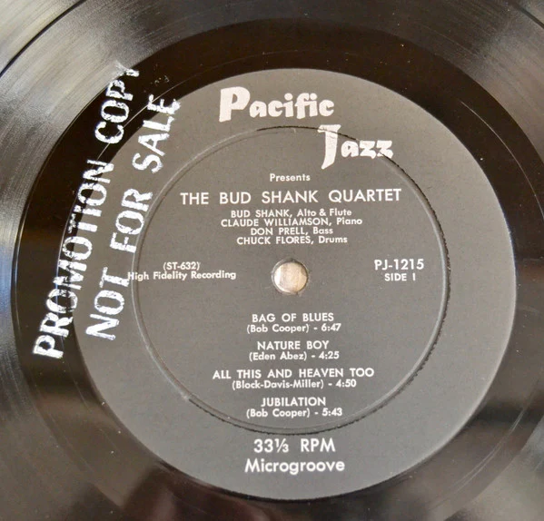 Bud Shank - The Bud Shank Quartet Featuring Claude Williamson (LP, Mono, Promo) (Near Mint (NM or M-)) - Image 4