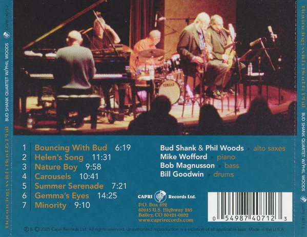 Bud Shank With Phil Woods, Mike Wofford, Bob Magnusson, Bill Goodwin - Bouncing With Bud & Phil - Live at Yoshi's (SACD, Album) (Near Mint (NM or M-)) - Image 2
