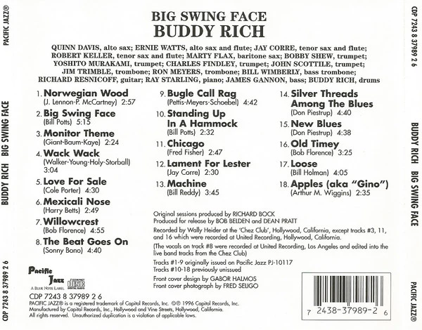 Buddy Rich Big Band - Big Swing Face (CD, Album, RE) (Very Good Plus (VG+)) - Image 2
