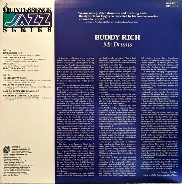 Buddy Rich - Mr. Drums (LP, Comp) (Mint (M)) - Image 2