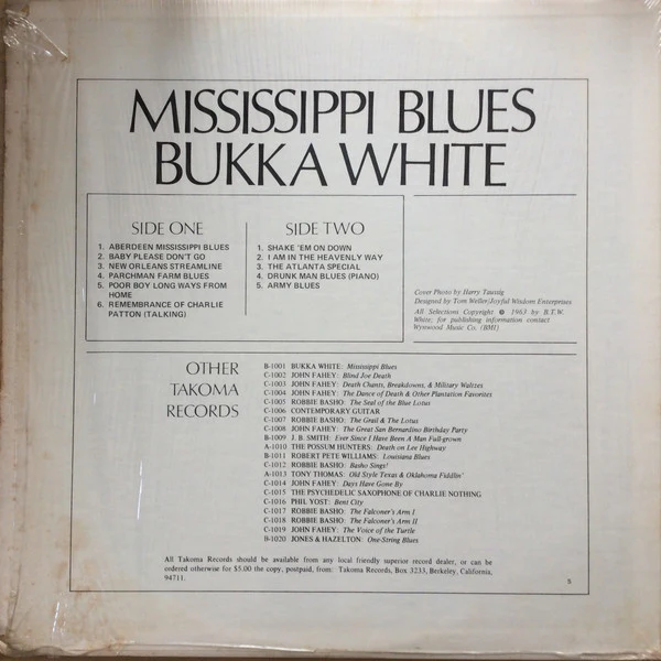 Bukka White - Mississippi Blues (LP, Album, Mono, RE, Ora) (Very Good Plus (VG+)) - Image 2