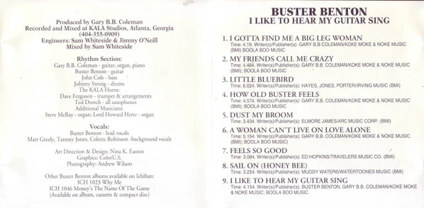 Buster Benton - I Like To Hear My Guitar Sing (CD, Album) (Very Good Plus (VG+)) - Image 4