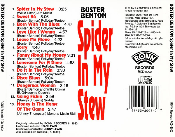 Buster Benton - Spider In My Stew (CD, Album, RE) (Near Mint (NM or M-)) - Image 2
