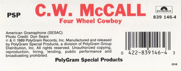 C.W. McCall - Four Wheel Cowboy (Cass, Comp) (Near Mint (NM or M-)) - Image 2