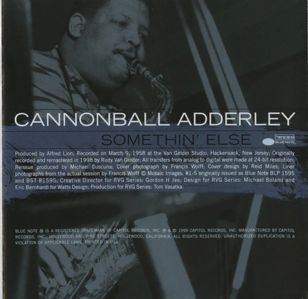Cannonball Adderley - Somethin' Else (CD, Album, RE, RM, Son) (Near Mint (NM or M-)) - Image 5