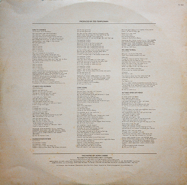 Carly Simon - Another Passenger (LP, Album, SP ) (Near Mint (NM or M-)) - Image 5