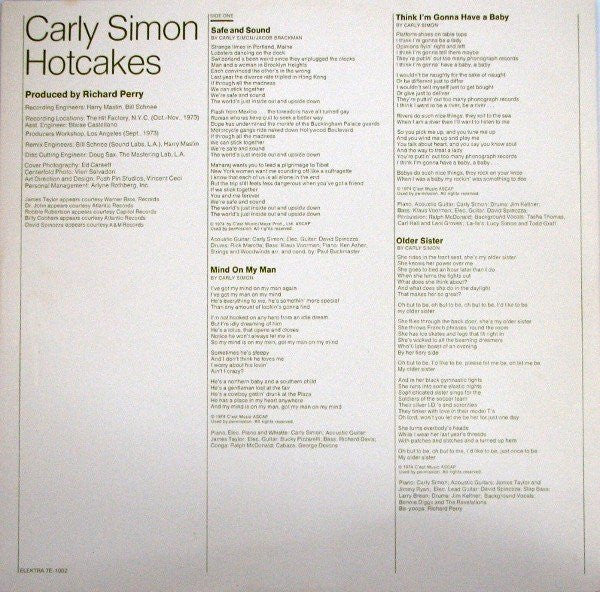 Carly Simon - Hotcakes (LP, Album, Spe) (Very Good Plus (VG+)) - Image 4