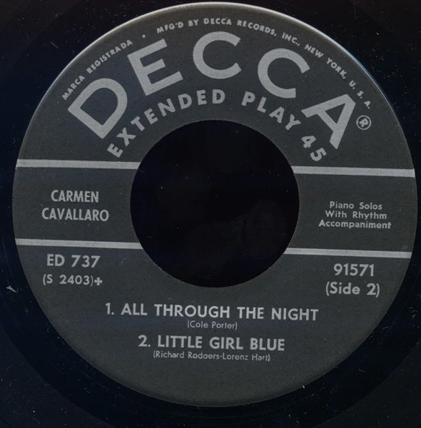 Carmen Cavallaro - Music At Midnight (7", EP, Gat) (Very Good (VG)) - Image 4