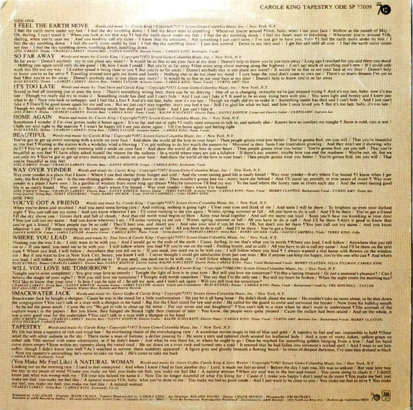 Carole King - Tapestry (LP, Album, Gat) (Very Good (VG)) - Image 2