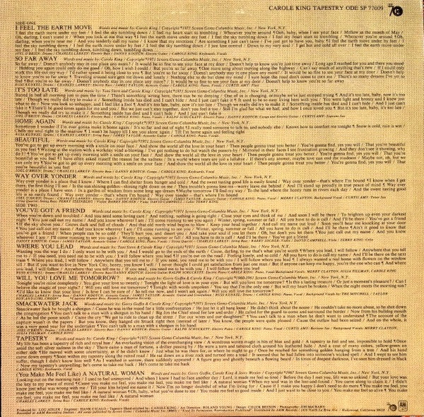 Carole King - Tapestry (LP, Album, Smo) (Very Good Plus (VG+)) - Image 4