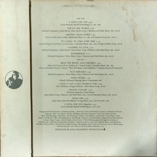 Carpenters - A Song For You (LP, Album, Pit) (Very Good Plus (VG+)) - Image 2