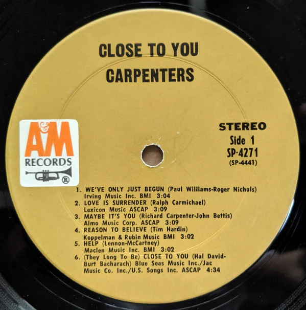 Carpenters - Close To You (LP, Album, Pit) (Very Good Plus (VG+)) - Image 3