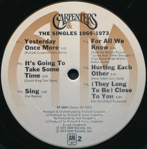 Carpenters - The Singles 1969-1973 (LP, Album, Comp) (Very Good Plus (VG+)) - Image 5