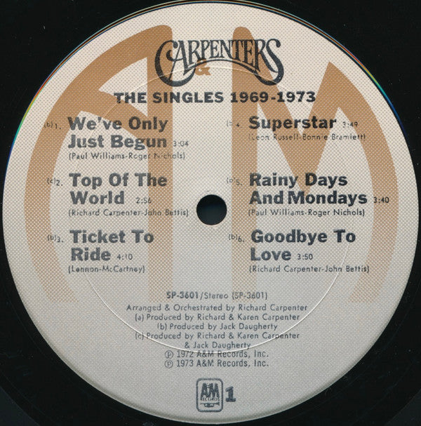 Carpenters - The Singles 1969-1973 (LP, Album, Comp) (Very Good Plus (VG+)) - Image 4