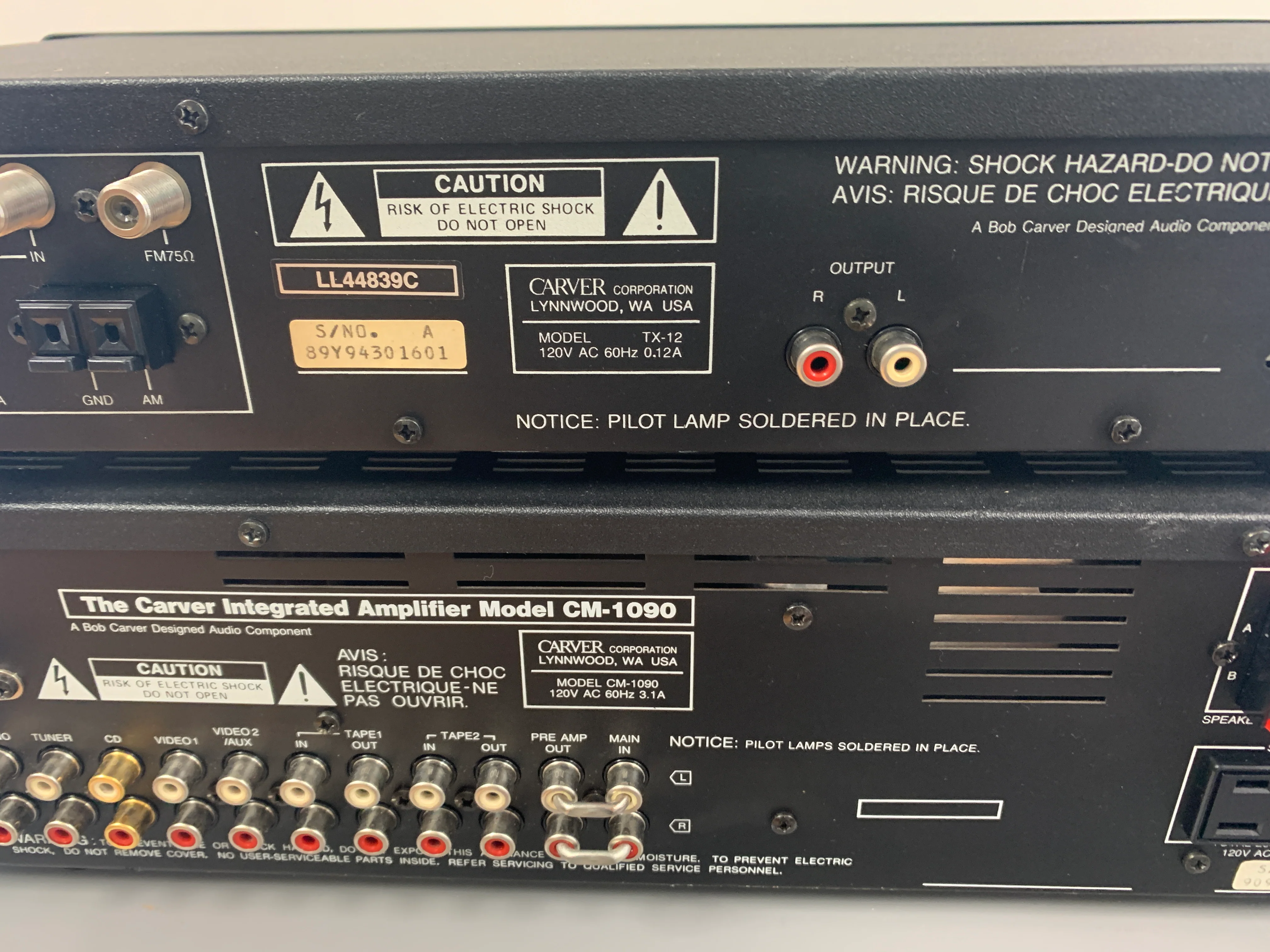 Carver Combo - CM-1090 Integrated Amplifier - TX-12 Stereo Tuner - Image 14