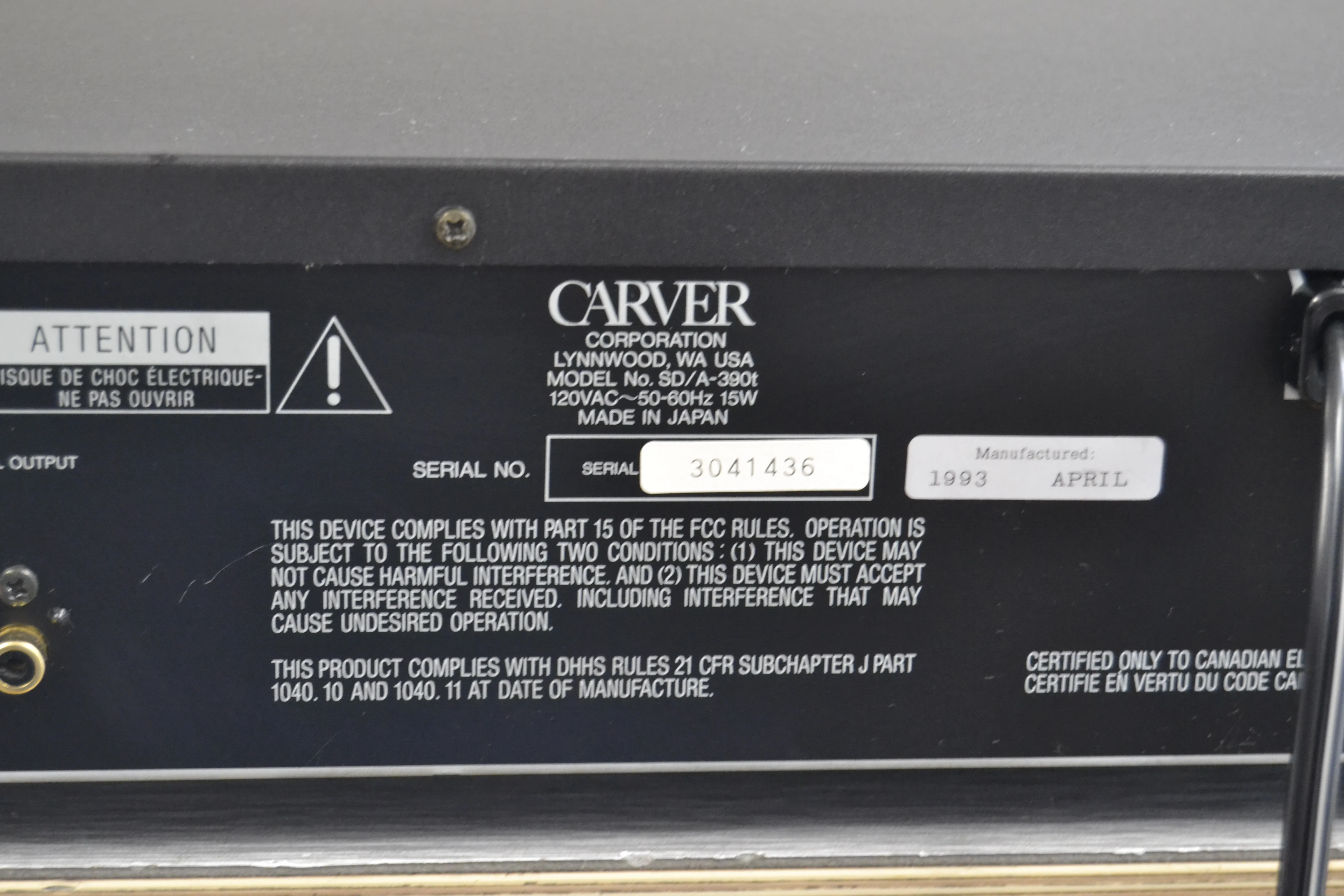 Carver SD/A-390t CD Carousel 5 Discs * Tube Analog Converter * Remote Control - Image 14