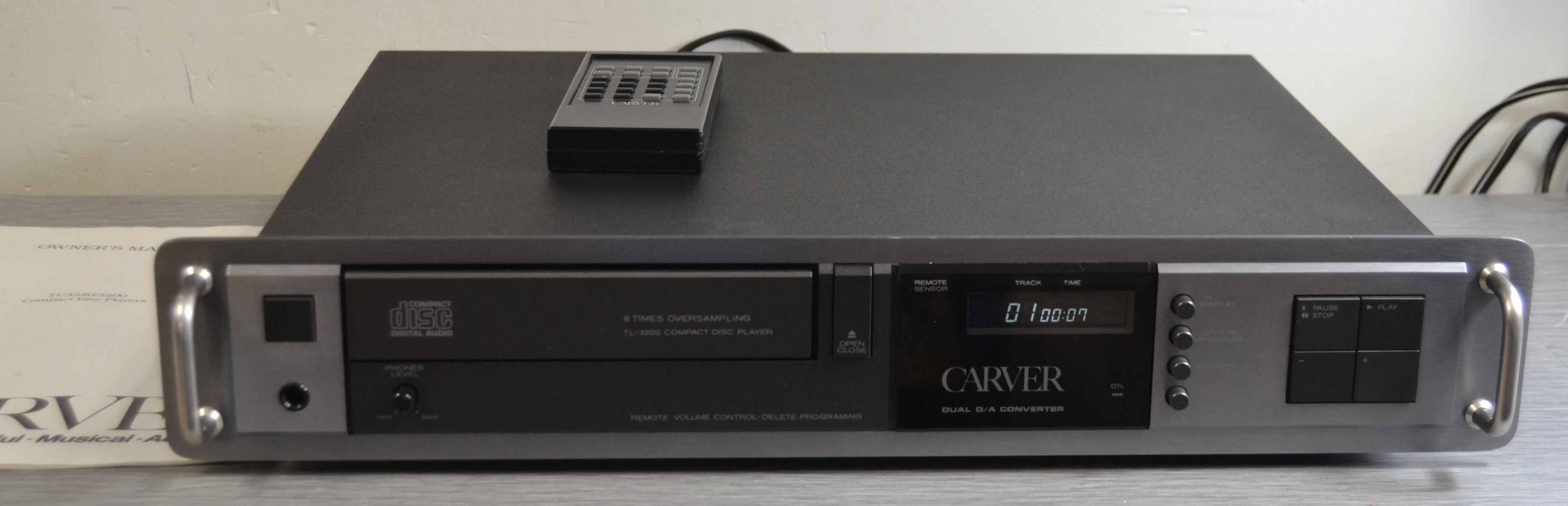 Carver TL-3200 Single CD Player * Remote Control * Manual * 1989