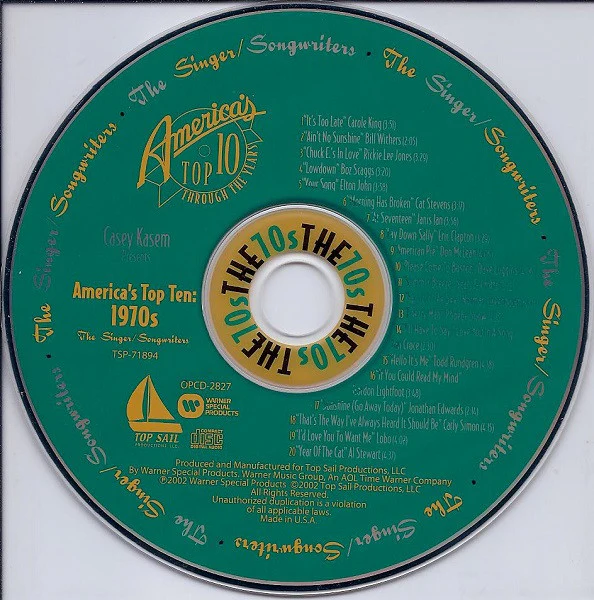 Casey Kasem Presents Various - America's Top Ten Through The Years: 1970s - The Singers/Songwriters (CD, Comp) (Near Mint (NM or M-)) - Image 3