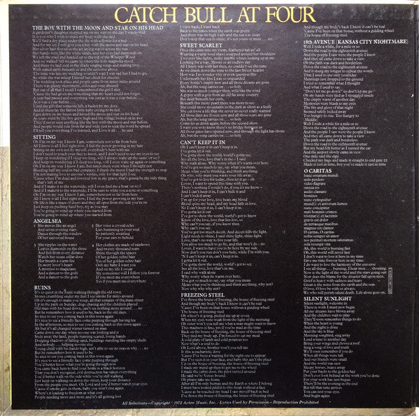 Cat Stevens - Catch Bull At Four (LP, Album, Pit) (Very Good Plus (VG+)) - Image 2