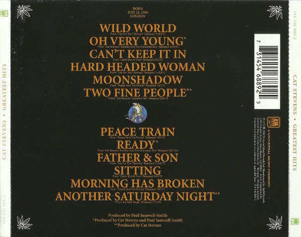 Cat Stevens - Greatest Hits (CD, Comp, RE, RM) (Near Mint (NM or M-)) - Image 2