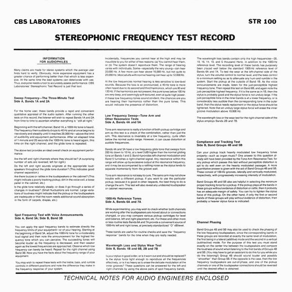 CBS Laboratories - Professional Test Record (Issue 3) (LP) (Near Mint (NM or M-)) - Image 2