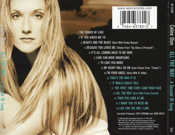 Celine* - All The Way... A Decade Of Song (CD, Comp) (Very Good Plus (VG+)) - Image 2