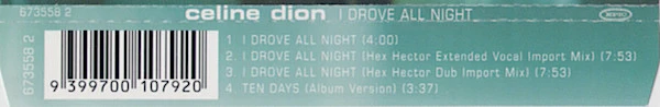 Celine Dion* - I Drove All Night (CD, Maxi) (Mint (M)) - Image 2