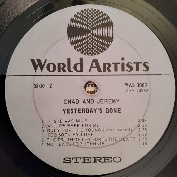 Chad & Jeremy - Yesterday's Gone (LP, Album, Pit) (Very Good (VG)) - Image 4