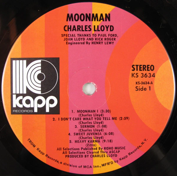 Charles Lloyd - Moon Man (LP, Album) (Near Mint (NM or M-)) - Image 3