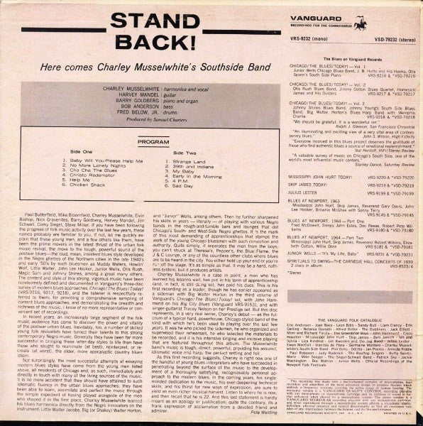 Charlie Musselwhite's South Side Band - Stand Back! Here Comes Charley Musselwhite's South Side Band (LP, Album) (Very Good Plus (VG+)) - Image 2