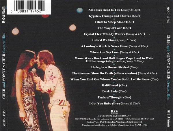 Cher and Sonny & Cher - Cher and Sonny & Cher Greatest Hits (CD, Comp, RM) (Very Good Plus (VG+)) - Image 2
