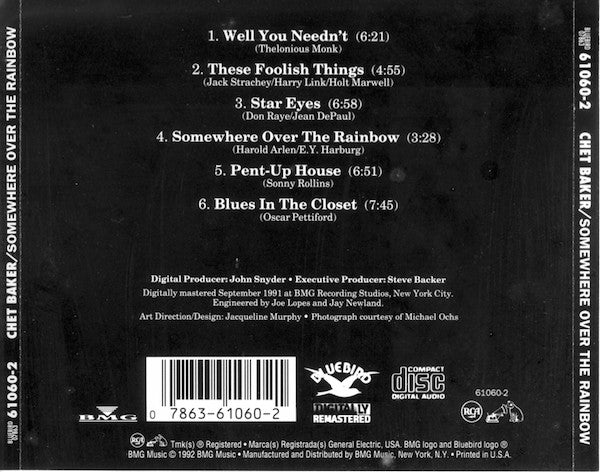 Chet Baker - Somewhere Over The Rainbow (CD, RM) (Very Good Plus (VG+)) - Image 2
