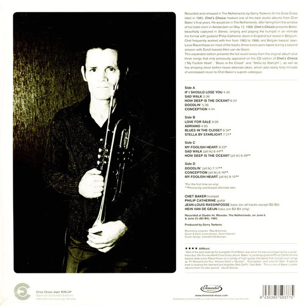 Chet Baker Trio Featuring Philip Catherine - Chet's Choice (2xLP, RSD, S/Edition, 180) (Mint (M)) NEW & SEALED - Image 4