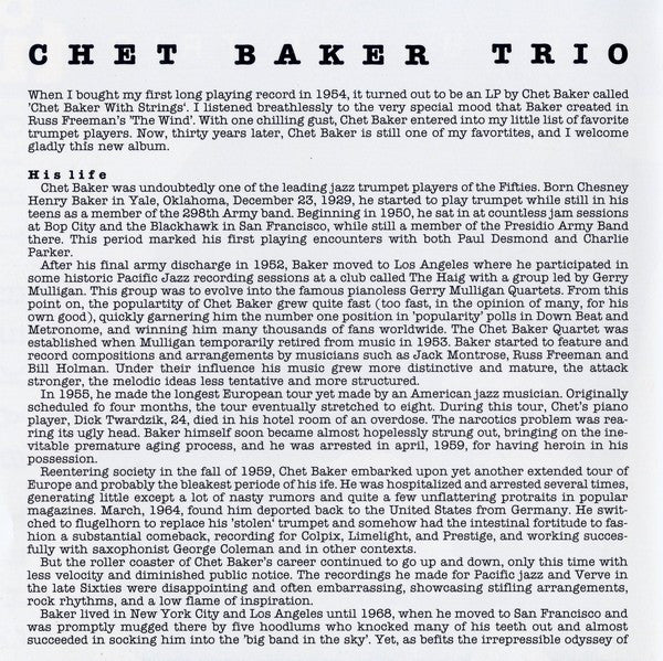 Chet Baker Trio - Mr. B. (CD, Album, RE) (Very Good Plus (VG+)) - Image 5